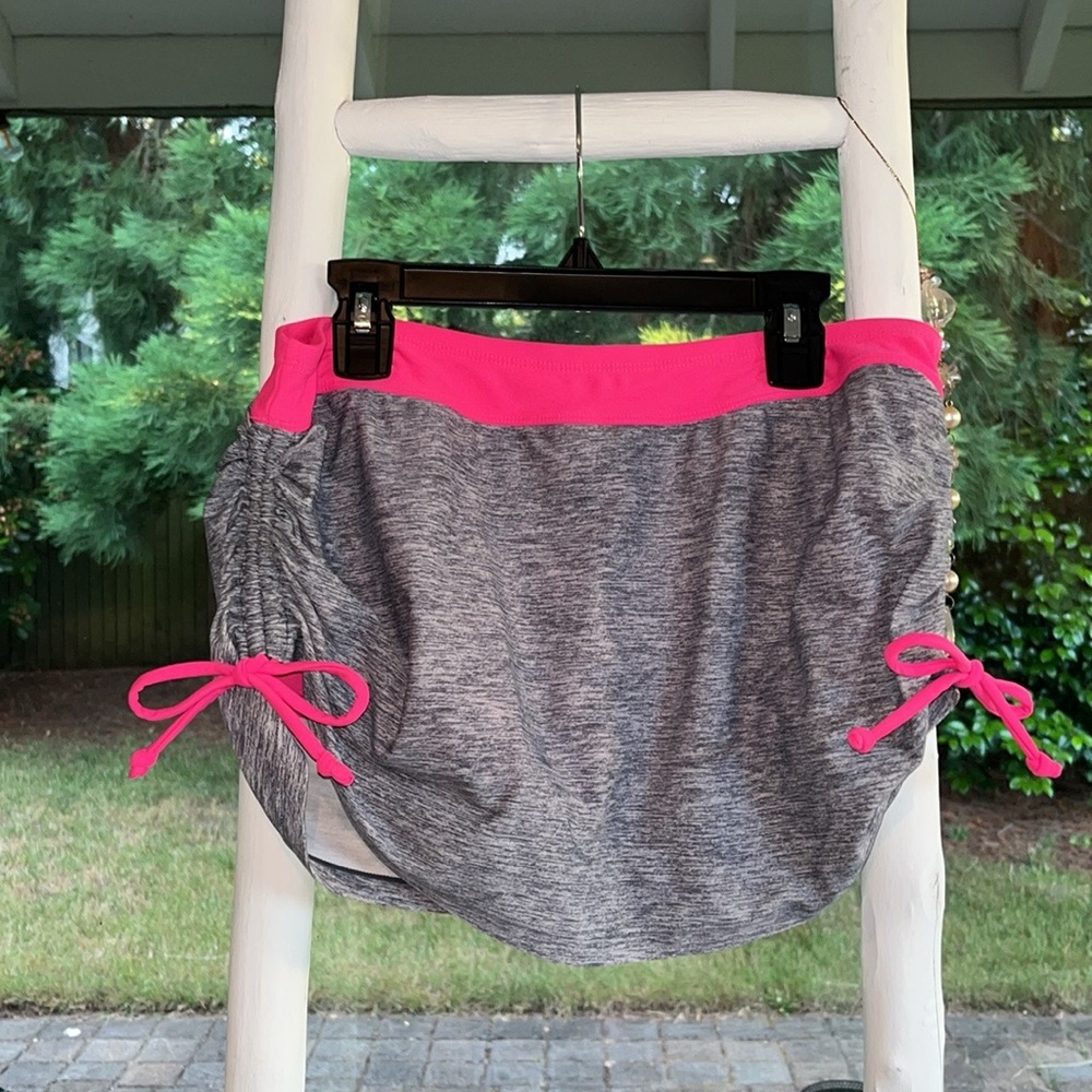 Free Country Gray and Pink Swim Coverup with Adjustable Side Ties